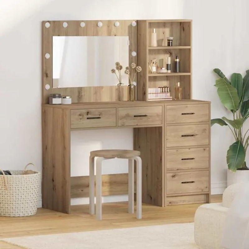 Schminktisch mit Regal von vidaxl in Braun, modern, B/T/H: 78,5 x 41 x 135 cm - Bild 1