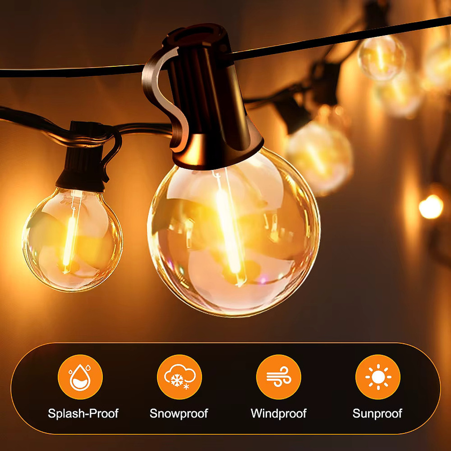 G40 LED-Solar-Lichterkette in Warmweiß mit Fernbedienung, 8 Blinkmodi und einstellbarer Helligkeit, wetterbeständig - Bild 4