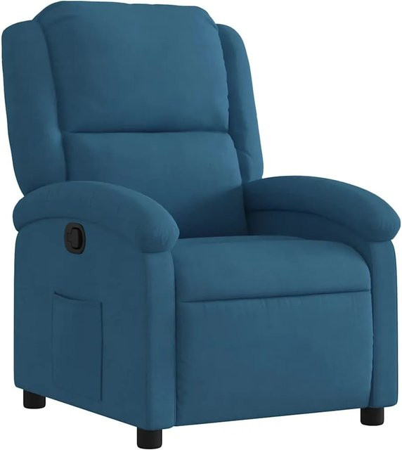 vidaXL Relaxsessel Blau aus Samt mit Armlehnen und verstellbarer Rückenlehne - Bild 1
