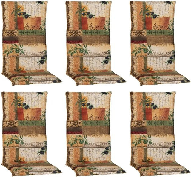 Beo Sitzauflage Glasgow Hochlehner 6er Set Beige-Natur B/H: 120 x 48 cm - Bild 1