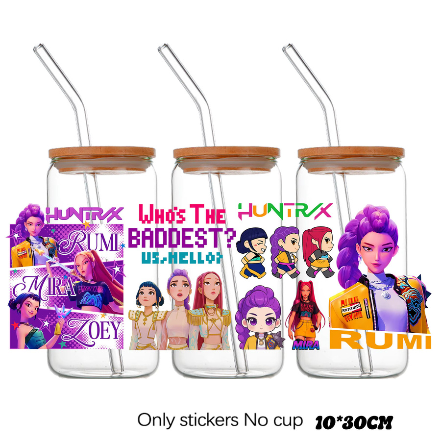 Bandai KPOP Demon Hunters UV DTF Aufkleber-Transfers für Flaschen und Becher, Multicolor, 10 x 28 cm - Bild 3