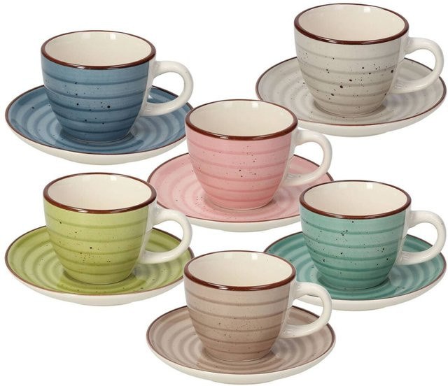 Tognana Kaffeetassenset Louise Urban Pastel aus Porzellan, 12-teilig, multicolor - Bild 1