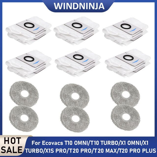 Ecovacs Reinigungset mit Wischmopps und Staubbeuteln für T10 OMNI, X1 OMNI, X1 TURBO, X1S PRO und T20 PRO/MAX/PRO PLUS Roboter-Staubsauger - Bild 1