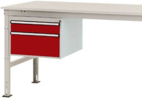 Manuflex ZB4562.3003 Gehäuse-Unterbau Stationär in Rot mit 2 Schubfächern und Nutzhöhe: 300 mm für Tischtiefe: 800 mm - Bild 1