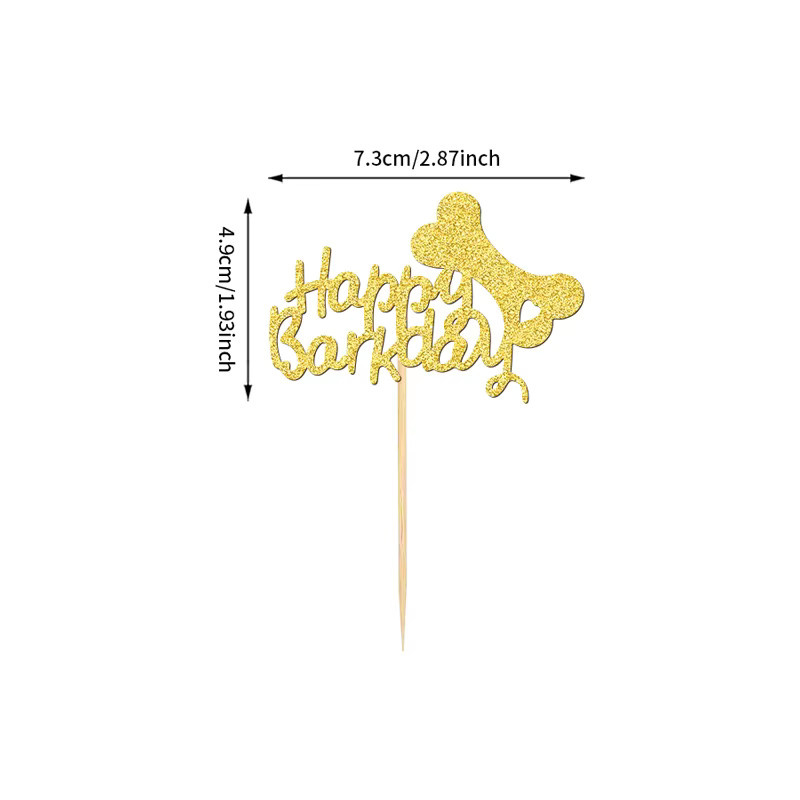 YOMDID 24 Stück glitzernde Cupcake-Topper Hundeburtstag Gold mit Happy Barkday und Bone Motiven - Bild 5