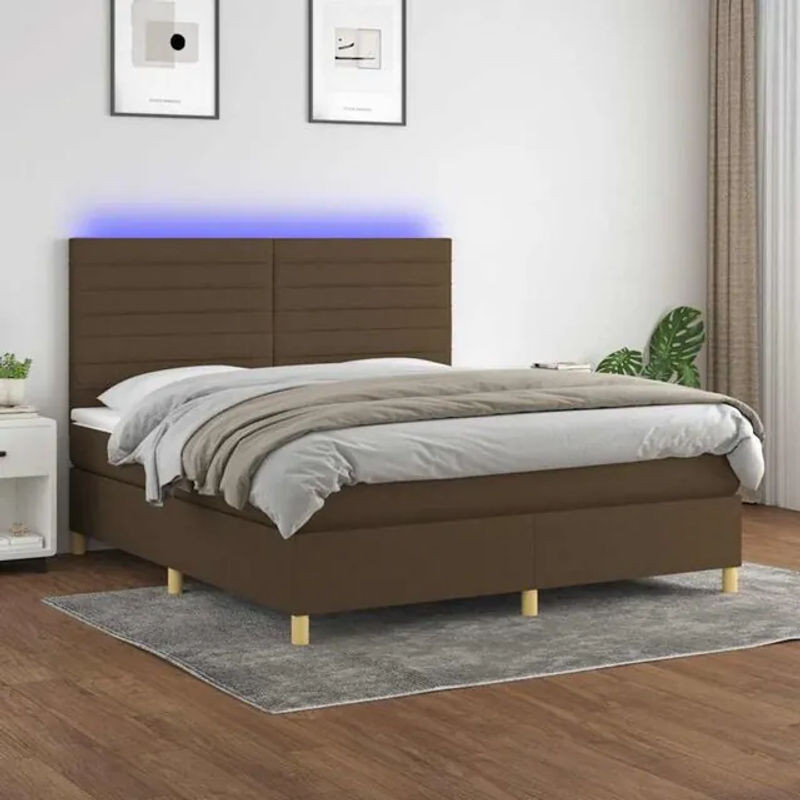 vidaxl Boxspringbett mit Matratze in Braun und Weiß aus Stoff und Holzwerkstoff B/T/H: 180 x 200 x 118 cm - Bild 1