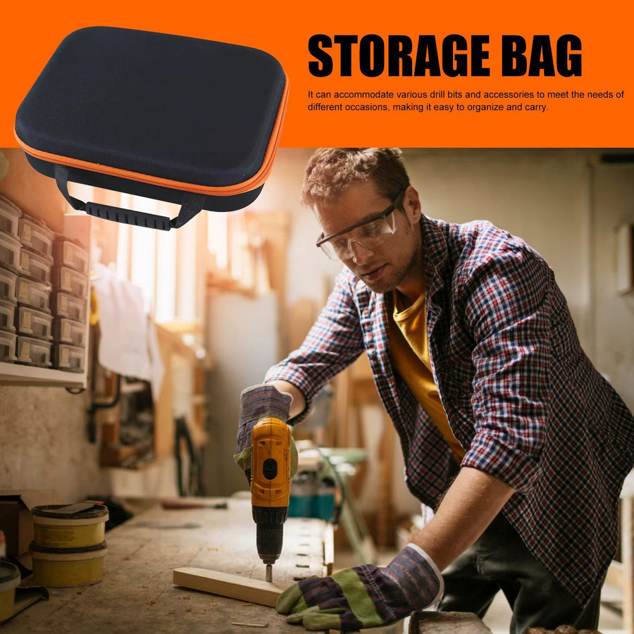Tragbare Aufbewahrungstasche für elektrische Bohrmaschinen aus Oxford-Stoff in Schwarz, stoßfester Hardware-Organizer für Elektriker, B/T/H: 31,0 x 21,0 x 8,0 cm - Bild 2