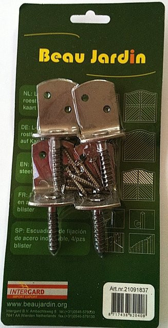 4er Set L-Flechtzaunbeschlag aus Edelstahl als Flechtzaunhalter - Bild 1