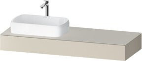 Duravit Konsole Qatego in Weiß Matt mit einem Ausschnitt und Beckenanschluss links, B/T/H: 140 x 55 x 17 cm - Bild 1
