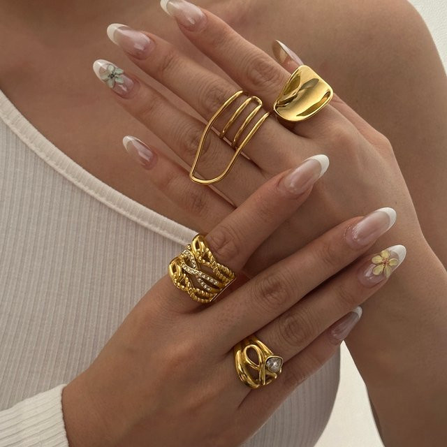 RINHOO FRIENDSHIP Ringe, Edelstahl, vergoldet, Herzform, Zirkonia, Damen - Bild 1
