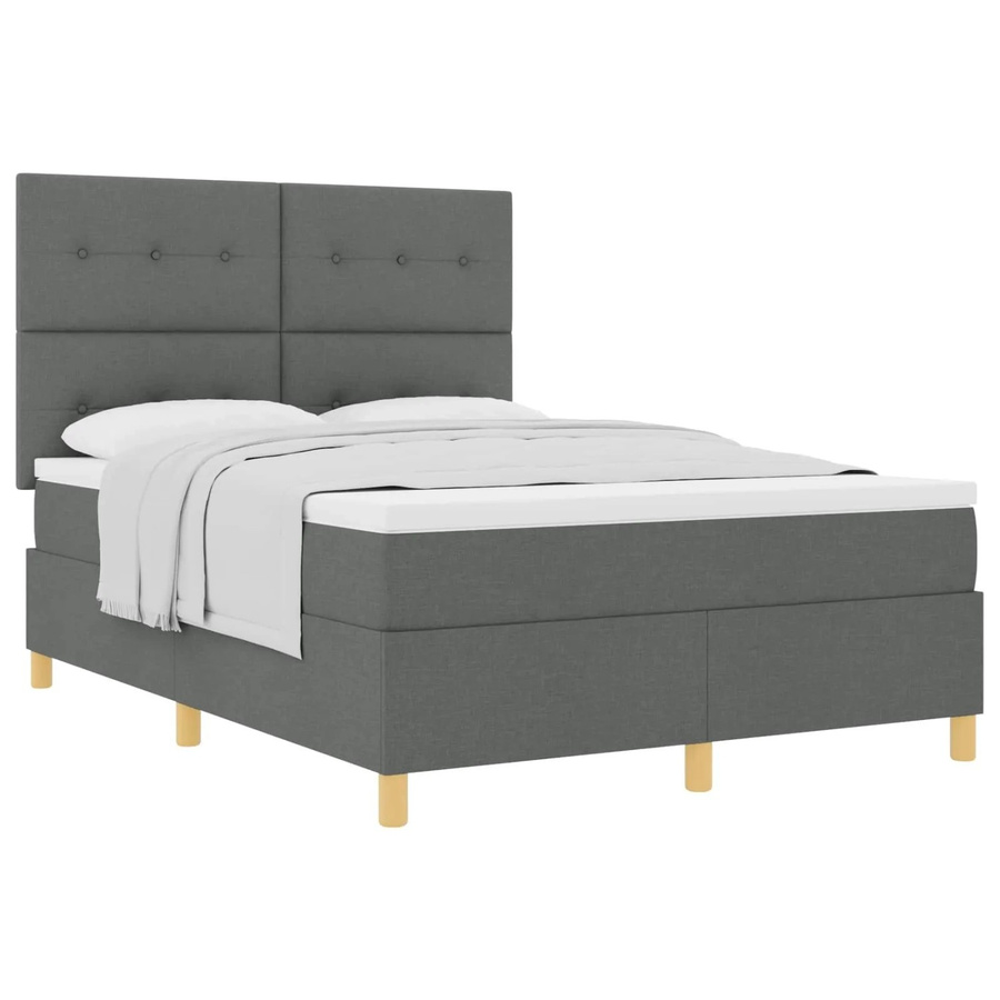 vidaXL Boxspringbett mit Matratze und Taschenfederkern in Grau, B/T/H: 160 x 200 x 28 cm - Bild 2
