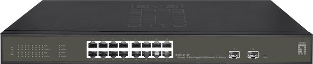 LevelOne Hilbert 18-Port Gigabit PoE Smart Lite Switch GES-2118P in Schwarz mit 16 PoE Ausgängen, 2 x Gigabit SFP und 230W PoE-Leistungsbudget - Bild 1