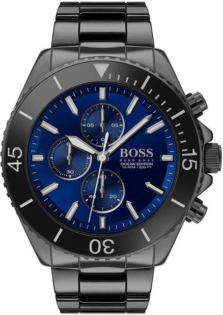Hugo Boss Herrenuhr, Quarz, Edelstahl, 48 mm, Schwarz, Blau - Bild 1