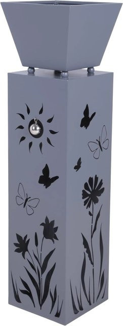 DELUKE Pflanzsäule LUND mit Blumenmotiv aus Stahl in Grau - Bild 1