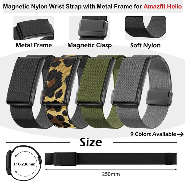 Amazfit Uhrenarmband, Metallrahmen, Nylon, Schwarz, Unisex - Bild 1