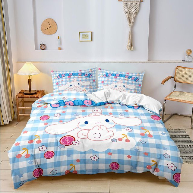 Sanrio Cinnamoroll und Kuromi Bettwäsche-Set aus Mikrofaser, Blau, B/H: 135 x 200 cm - Bild 1