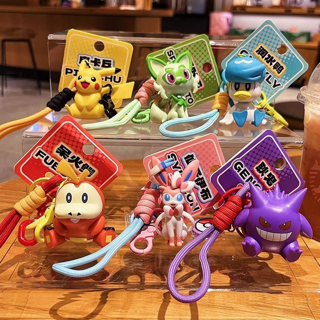 Pokémon Pikachu Gengar Sylveon Sprigatito Quaxly Fuecoco Schlüsselanhänger, Actionfigur, Duftanhänger - Bild 1