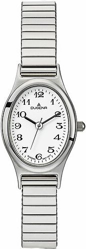 Dugena Damenuhr, Quarz, Edelstahl, Silber, Weiß, Oval - Bild 1