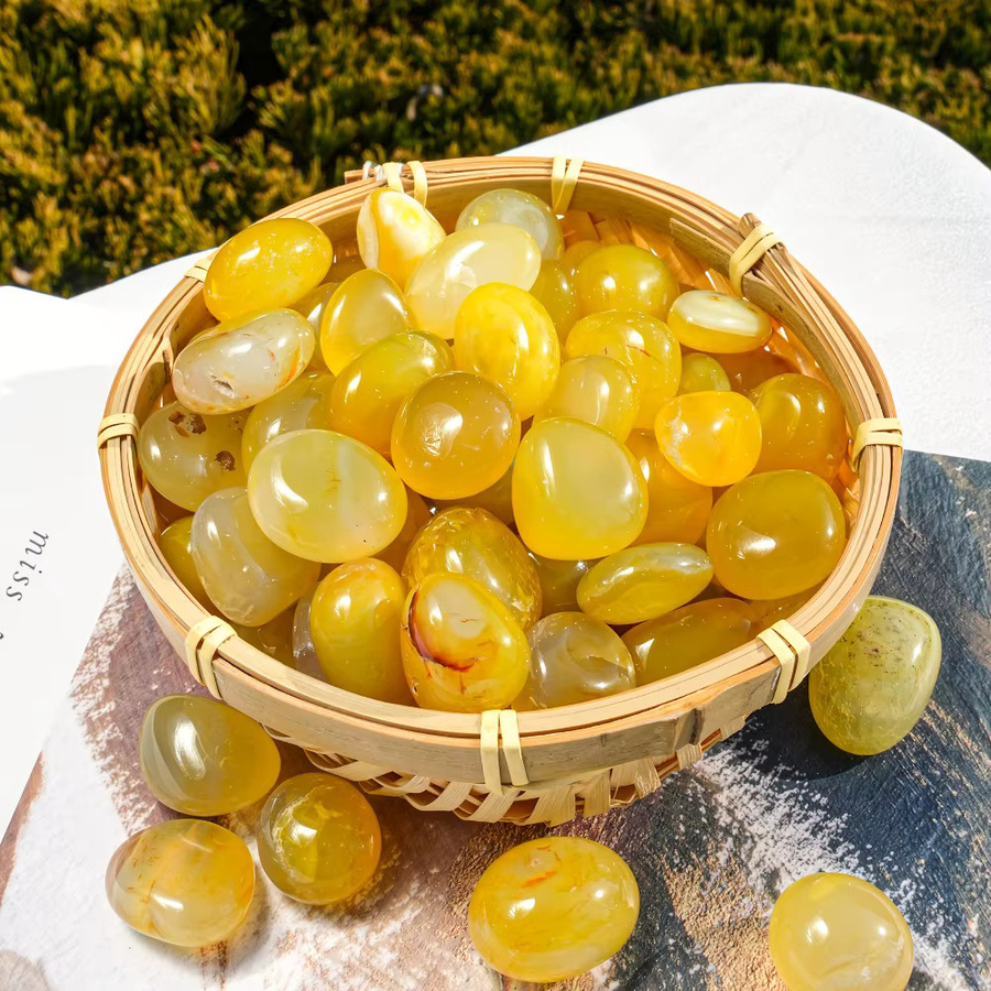 CrystalHola Gelber Achat Trommelstein Polierter Naturkristall zur Dekoration - Bild 3