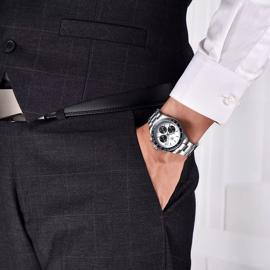 Rollstimi Chronograph, Quarz, Edelstahl, Blau, Saphirglas, Herren - Bild 4