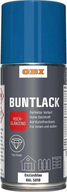 OBI Buntlack Spray RAL 5010 Enzianblau hochglänzend 150 ml - Bild 1