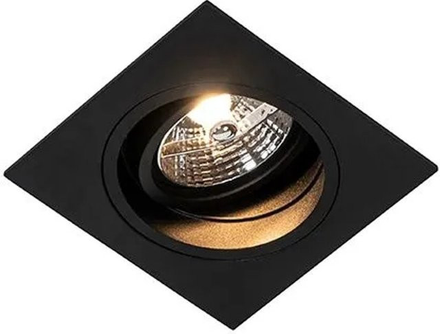 QAZQA Chuck 70 Modernes Versenktes Spotlight aus Aluminium in Schwarz, Verstellbar und Dimmbar, GU10 - Bild 1