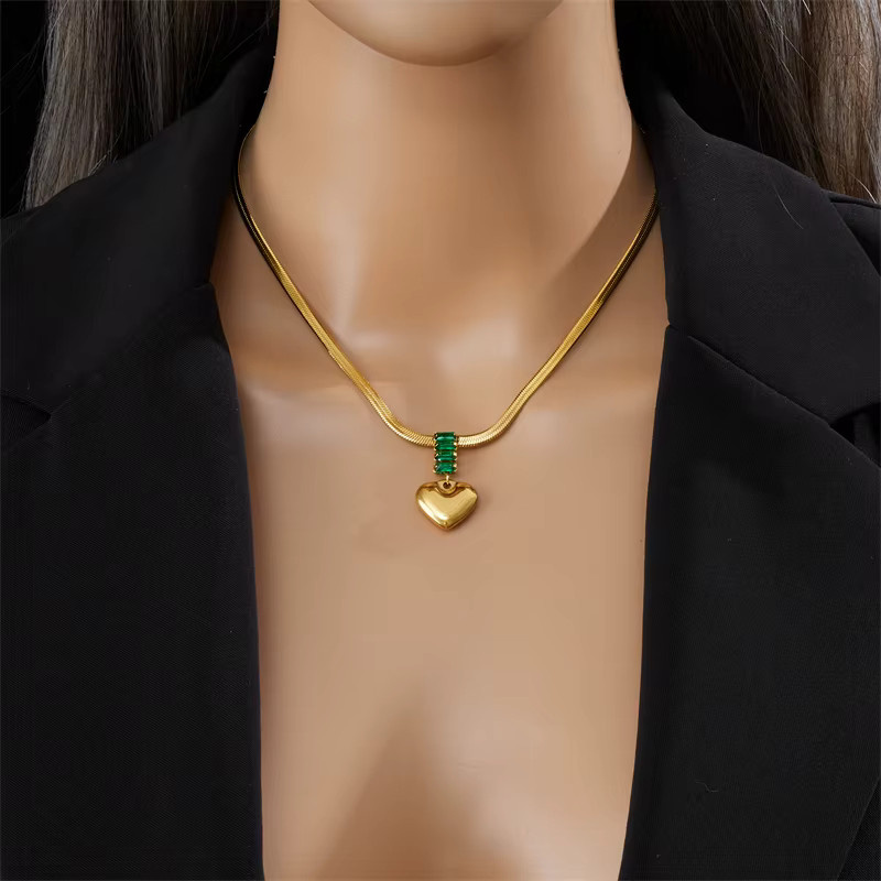 xiyanike Halskette Liebesherz-Anhänger, Edelstahl, Gold, Damen - Bild 2