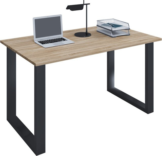 VCM Schreibtisch Lona in Braun mit Metallfüßen, B/T/H: 140 x 50 x 76 cm - Bild 1